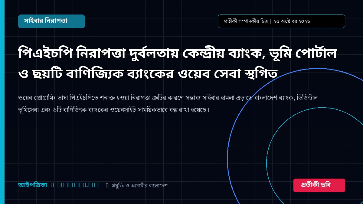 পিএইচপি নিরাপত্তা দুর্বলতায় কেন্দ্রীয় ব্যাংক, ভূমি পোর্টাল ও ছয়টি বাণিজ্যিক ব্যাংকের ওয়েব সেবা স্থগিত