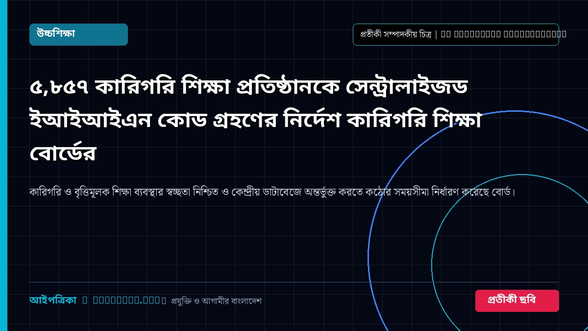 ৫,৮৫৭ কারিগরি শিক্ষা প্রতিষ্ঠানকে সেন্ট্রালাইজড ইআইআইএন কোড গ্রহণের নির্দেশ কারিগরি শিক্ষা বোর্ডের